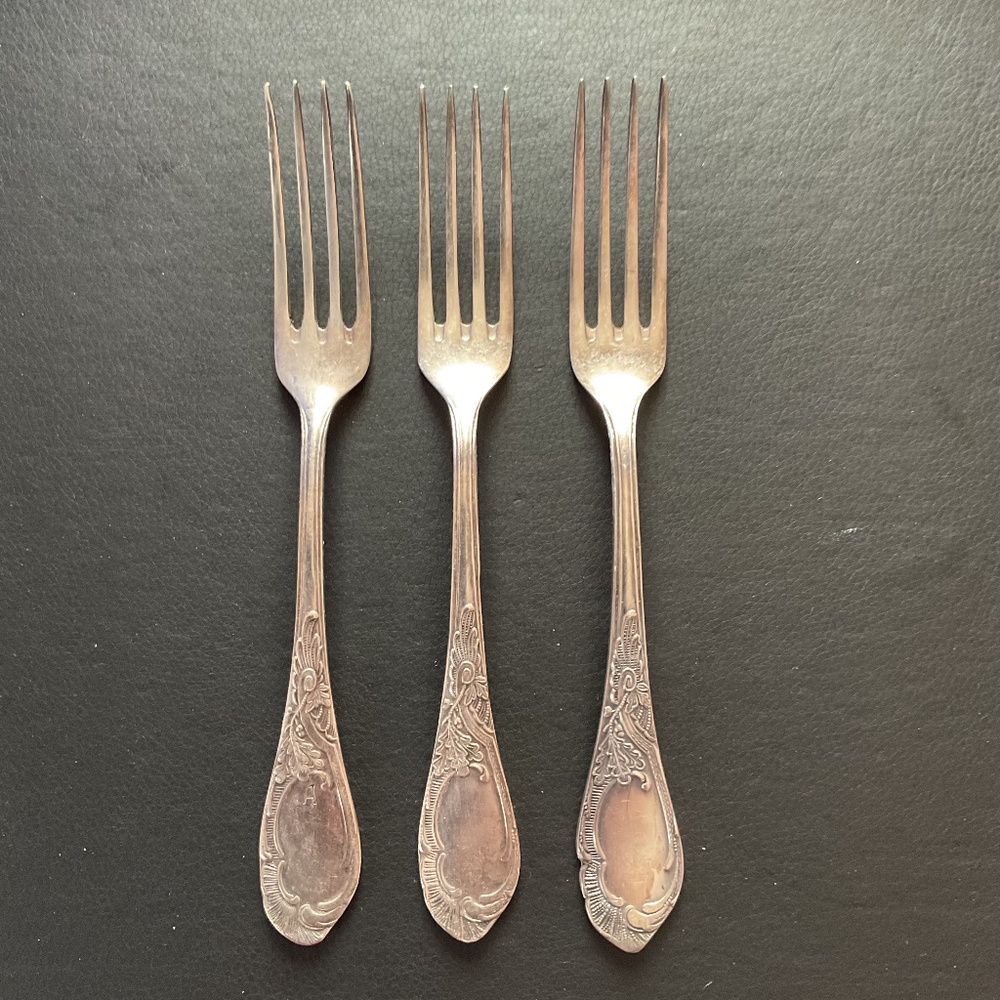 Antique Set of 3 Melchior Dinner Forks Made in USSR